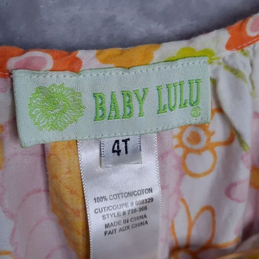 BABY LULU Bella Tiered Sundress Size 4T Shabby Chic Mixed Print 60s Cotton